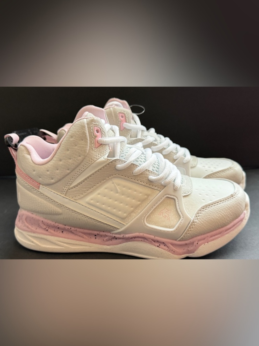 AND1 Assist 6.0 Girls Basketball Shoes Size 5 White Pink Grey High Top NEW
